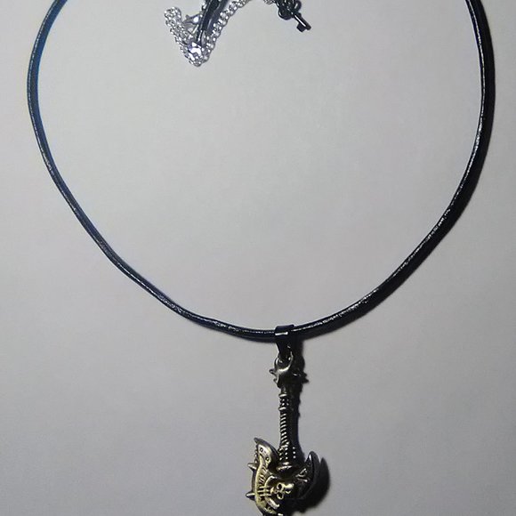 Gothic Biker Bronze Skull Axe Unisex 20" Leather Cord Choker/Necklace - Picture 6 of 10